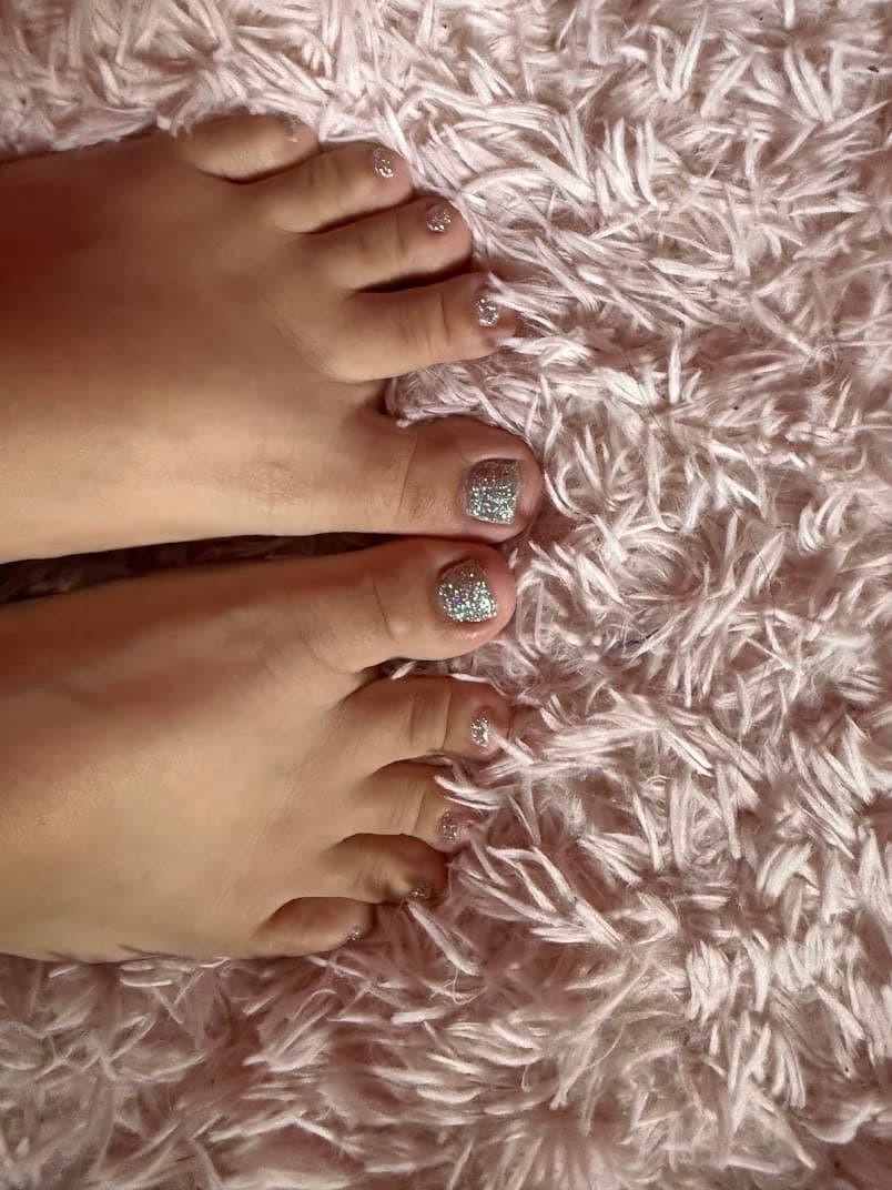 Silver glitter pedicure by Nails by Ken, El Cerrito CA